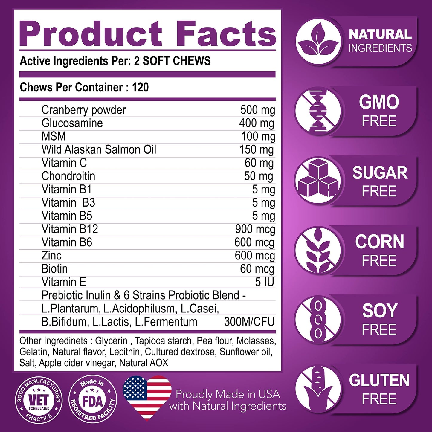 Multivitamines à Mâcher pour Chien – Avec Glucosamine pour Articulations, Énergie et Immunité