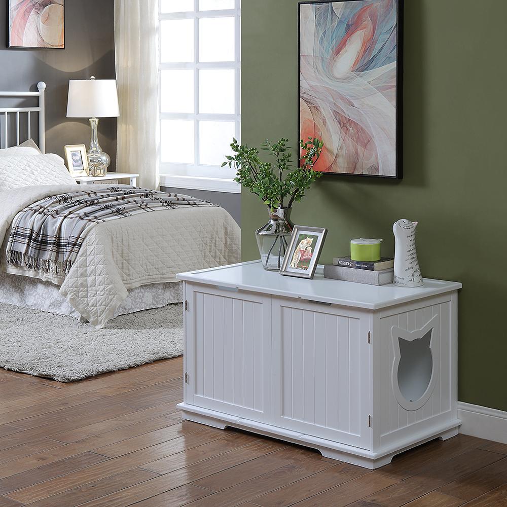 Meuble Cache-Litière XL pour Chat – Banc & Maison Élégante Multifonction