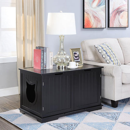 Meuble Cache-Litière XL pour Chat - Banc & Maison Élégante Multifonction