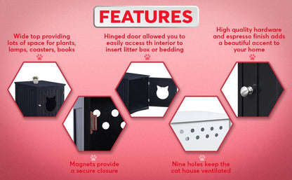 Maison pour Chat Design – Table d’Appoint & Cache Litière Élégant