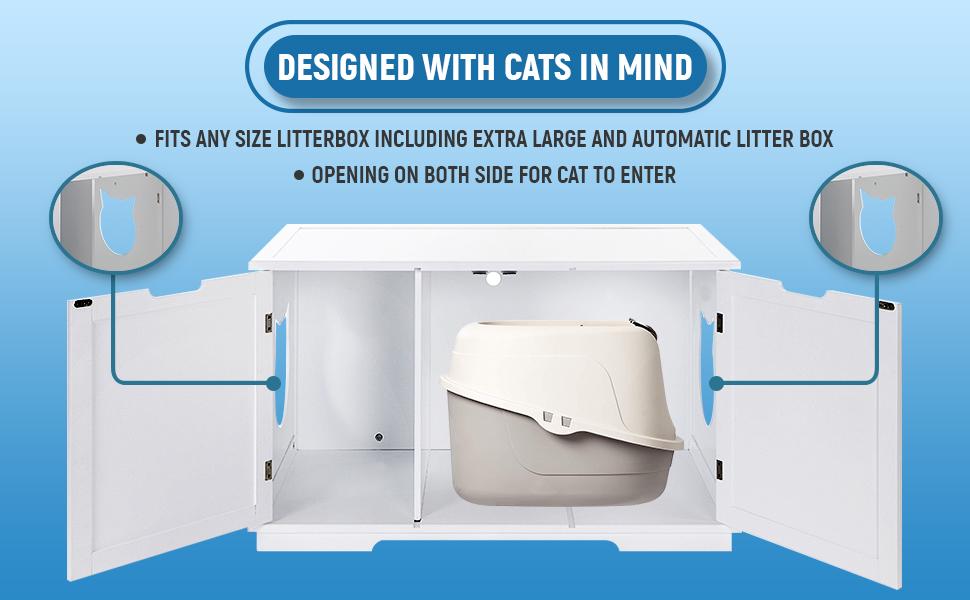 Meuble Cache-Litière XL pour Chat – Banc & Maison Élégante Multifonction