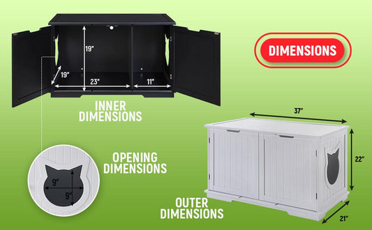 Meuble Cache-Litière XL pour Chat – Banc & Maison Élégante Multifonction