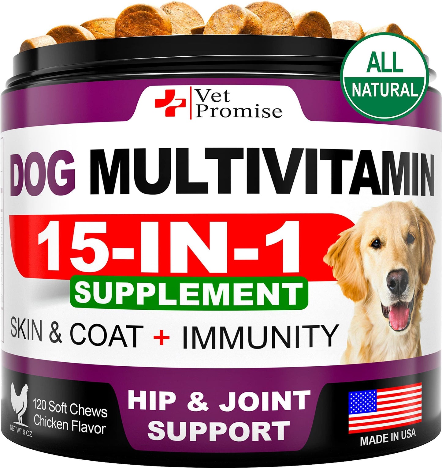 Multivitamines à Mâcher pour Chien – Avec Glucosamine pour Articulations, Énergie et Immunité