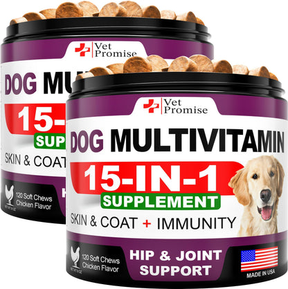 Multivitamines à Mâcher pour Chien (Lot de 2) – Avec Glucosamine pour Articulations & Vitalité