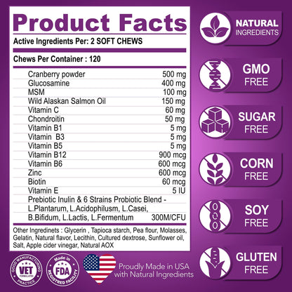 Multivitamines à Mâcher pour Chien – Avec Glucosamine pour Articulations, Énergie et Immunité