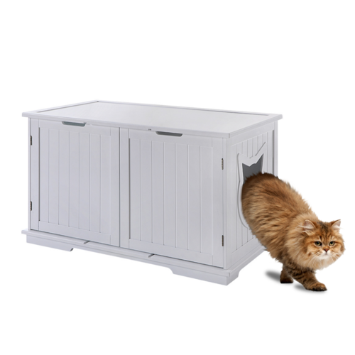 Meuble Cache-Litière XL pour Chat – Banc & Maison Élégante Multifonction
