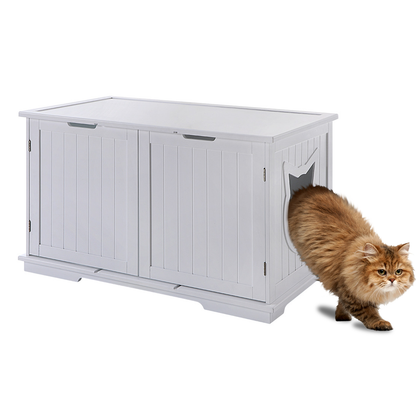 Meuble Cache-Litière XL pour Chat – Banc & Maison Élégante Multifonction